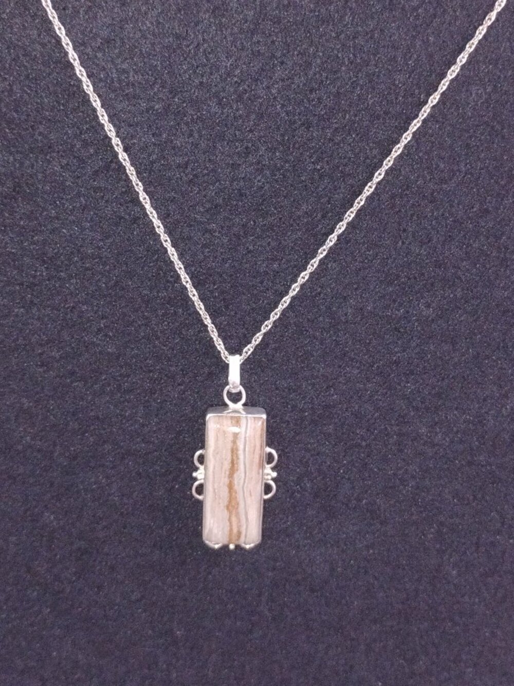 Hand crafted sterling silver pendant,agate or jasper